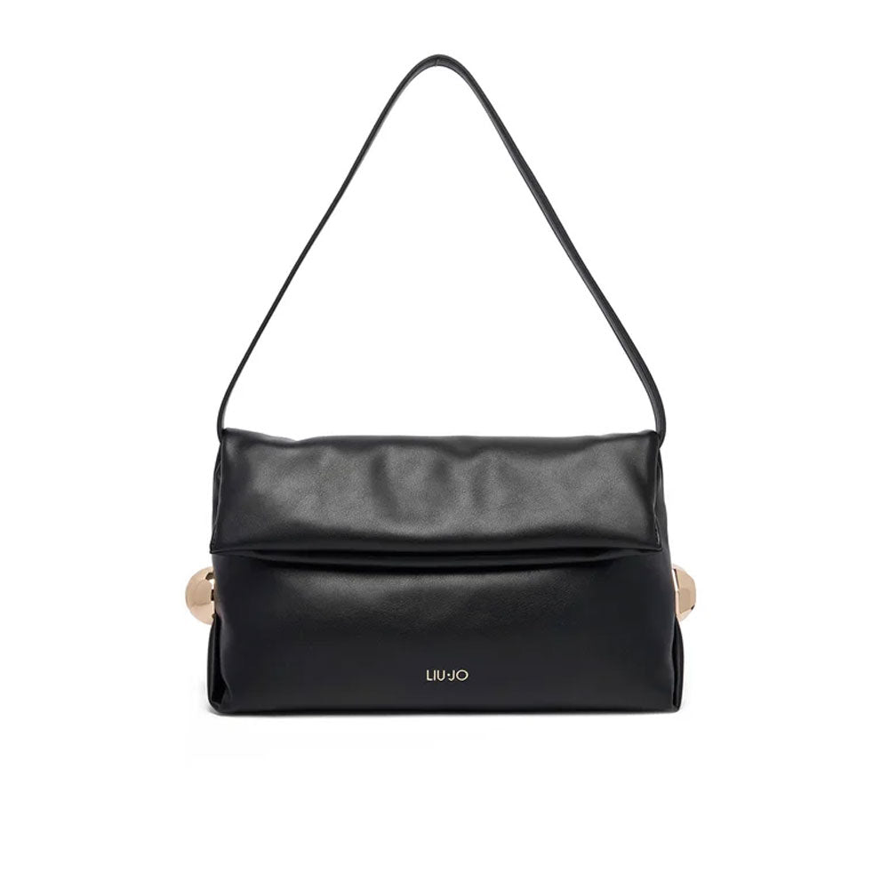 Borsa LIU.JO Tote Rubino Piccola - Tessuto Jacquard Con Logo LJ - Manici Intrecciati - Marrone-Nero