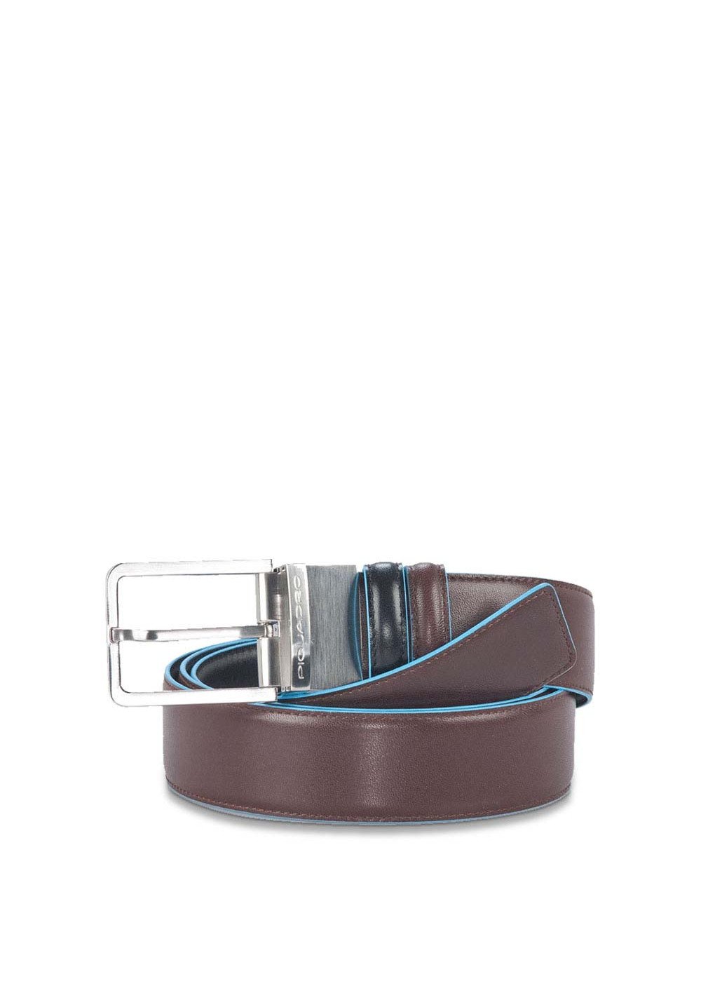 Cintura uomo reversibile con fibbia ad ardiglione, interno e bordi a contrasto in azzurro Blue Square Piquadro - MYLILLY