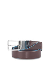 Cintura uomo reversibile con fibbia ad ardiglione, interno e bordi a contrasto in azzurro Blue Square Piquadro - MYLILLY