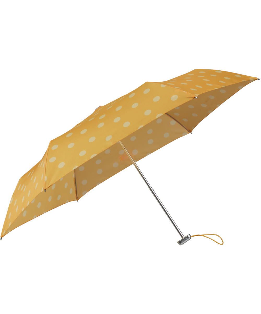 Samsonite Alu Drop S unisex umbrella with a sleek aluminum handle and compact design, open to show its black canopy.