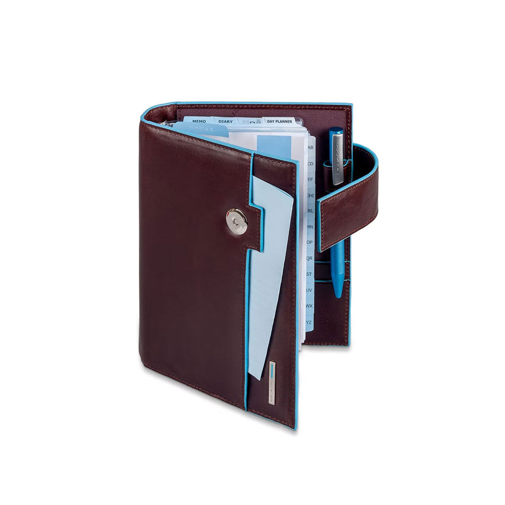 Medium Blue Square organizer in Piquadro leather
