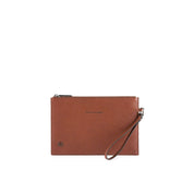 Small flat clutch bag in Piquadro Black Square leather
