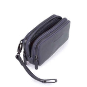 Piquadro Black Square leather three-compartment pouch
