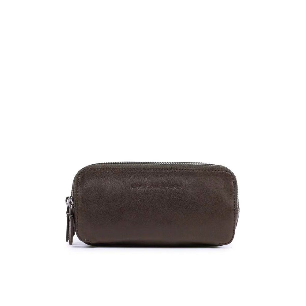 Piquadro Black Square leather three-compartment pouch
