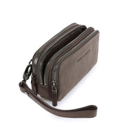 Piquadro Black Square leather three-compartment pouch