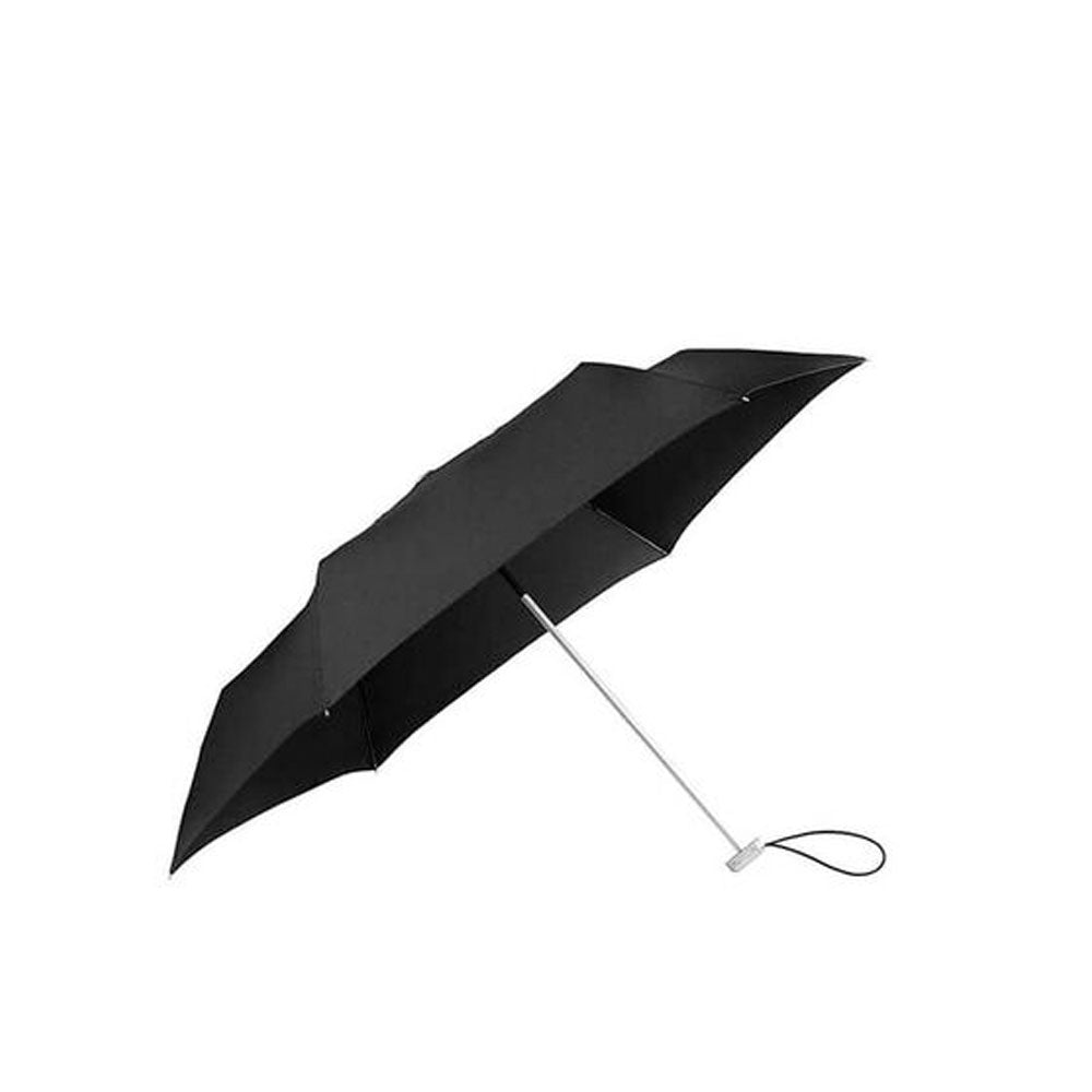 Unisex Samsonite Alu Drop S umbrella with a compact metallic black canopy and ergonomic handle.
