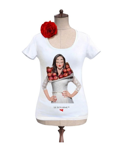 T-shirt “Mele rosse” Le Siciliane - MYLILLY