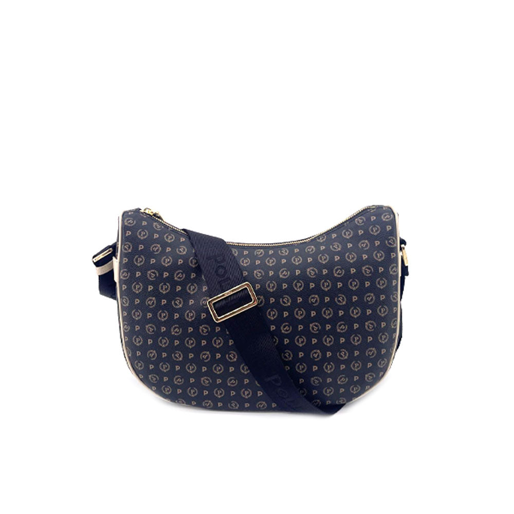 Pollini Heritage Hobo Bag for women, stylish shoulder bag with leather details, ideal for casual and elegant outfits.