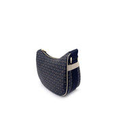 Black leather Pollini Hobo Bag with shoulder strap, stylish accessory for women featuring a sleek design.