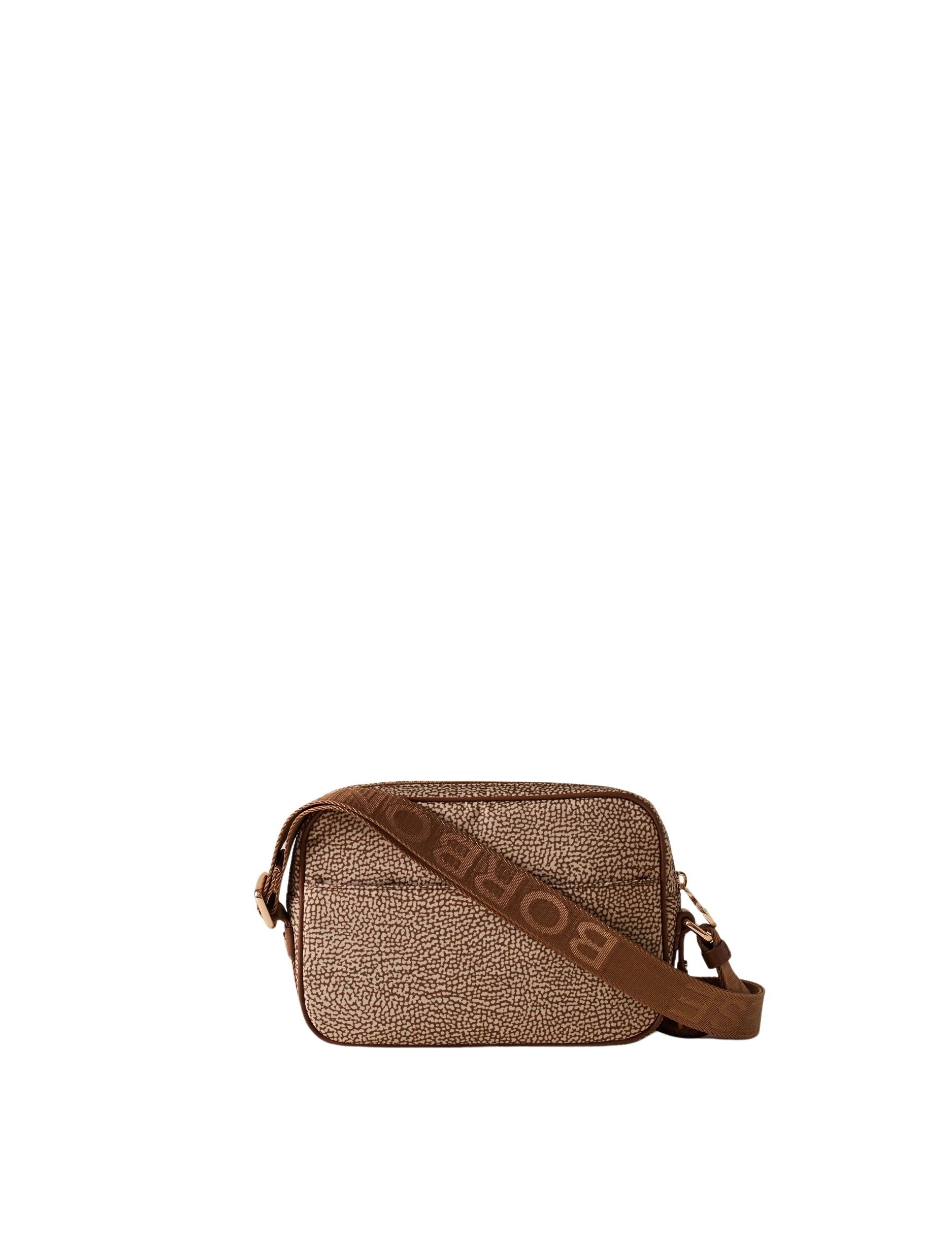 Small eco-friendly Borbonese camera case with compact design, perfect for carrying essentials in a stylish accessory.