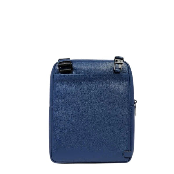 Piquadro men's iPad® shoulder bag, stylish black borsello with leather accents and multiple compartments for accessories.