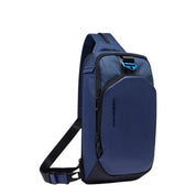Piquadro monospalla bag for iPad Mini in PQ-Earth leather, stylish men's accessory with adjustable strap and compact design