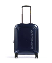 Unisex cabin trolley bag with Mandarina Duck logo, made of metal and durable materials, designed for travel and carry-on use.