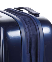 Unisex cabin trolley bag by Mandarina Duck with logoduck metal logo, compact size, and sturdy handle for travel.