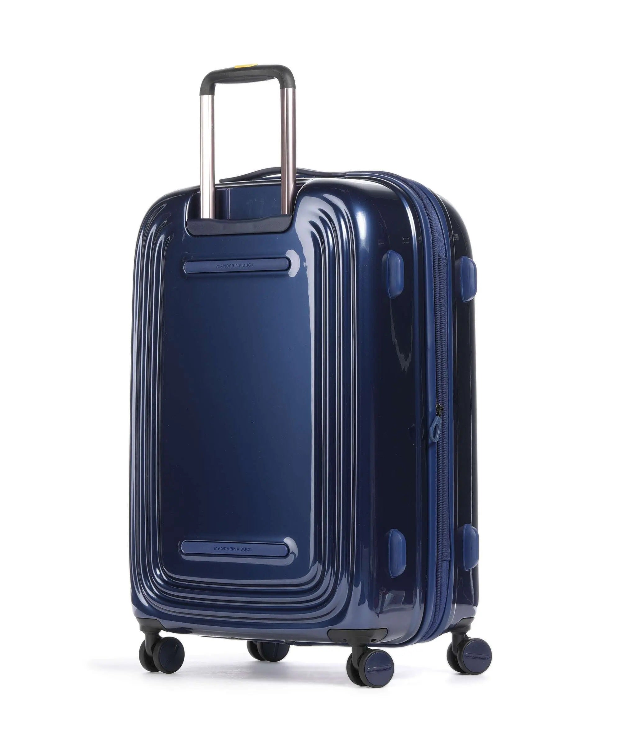 Medium Mandarina Duck Trolley Logoduck metal unisex travel accessory with logo and sturdy handle, suitable for medium-sized luggage.