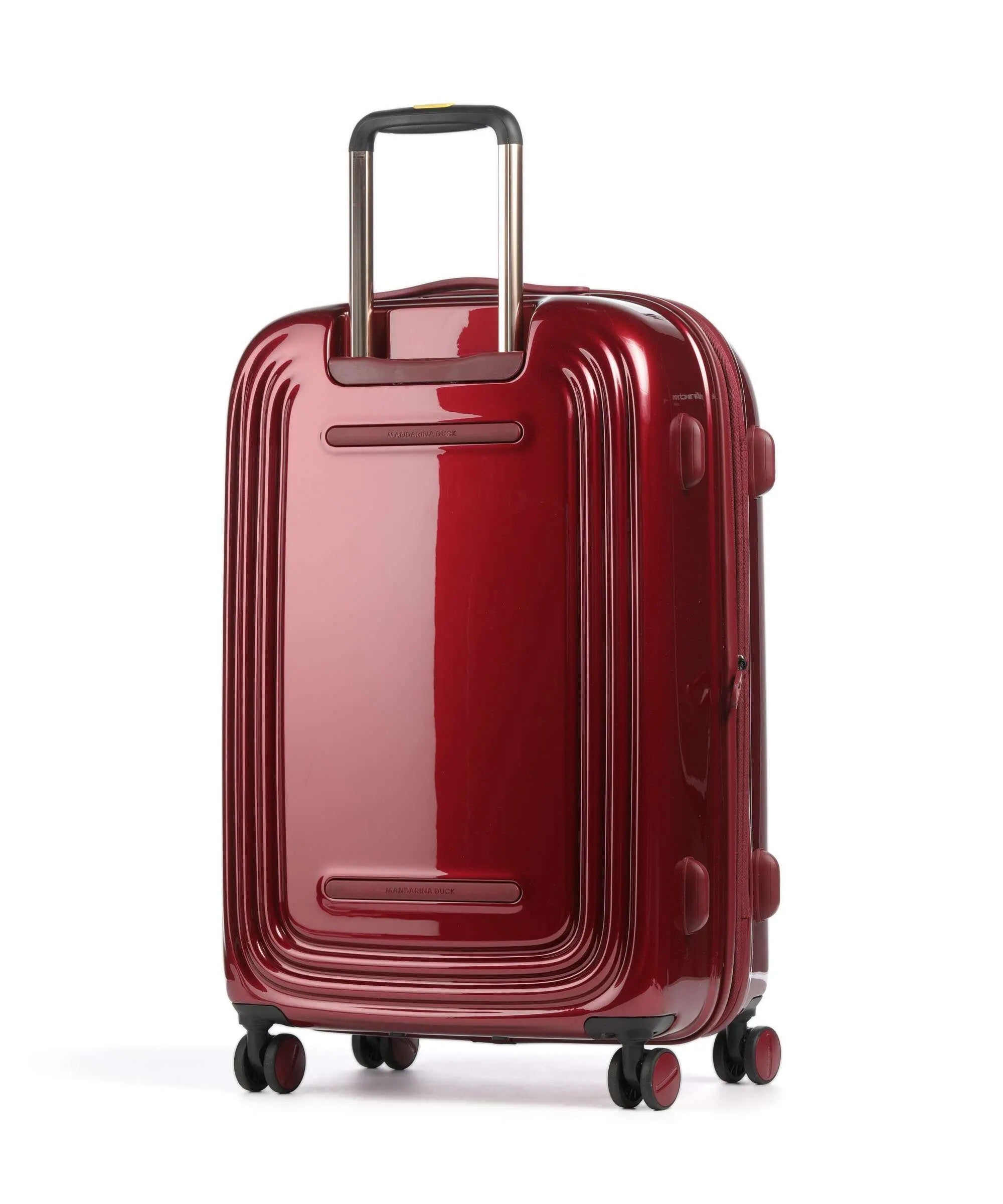 Medium Mandarina Duck Logoduck metal trolley for unisex travel, featuring a durable design and sleek metallic finish.