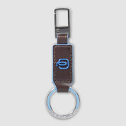Piquadro Blue Square Leather Keychain