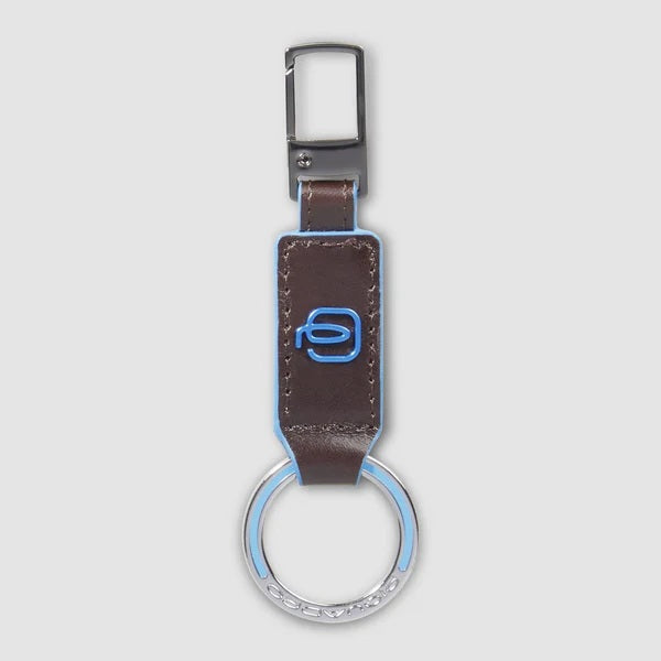 Piquadro Blue Square Leather Keychain
