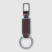 Piquadro Blue Square Leather Keychain