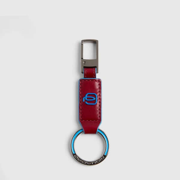 Piquadro Blue Square Leather Keychain