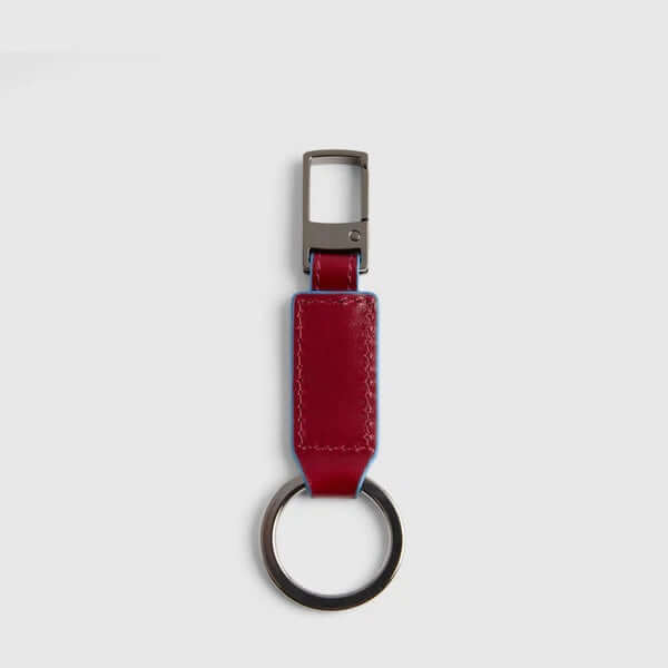 Piquadro Blue Square Leather Keychain