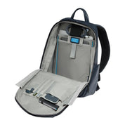 Unisex Piquadro backpack for 13-inch laptops with multiple compartments, featuring a sleek design and durable materials.