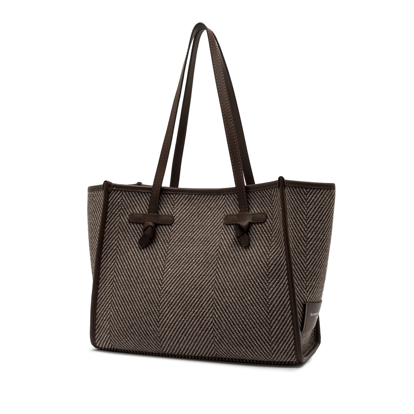 Gianni Chiarini Marcella shopping bag in herringbone wool fabric
