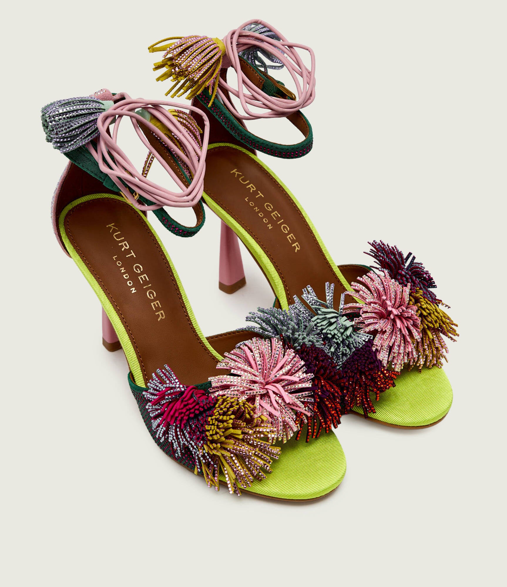 Pom Pom Ankle Tie Sandal Kurt Geiger