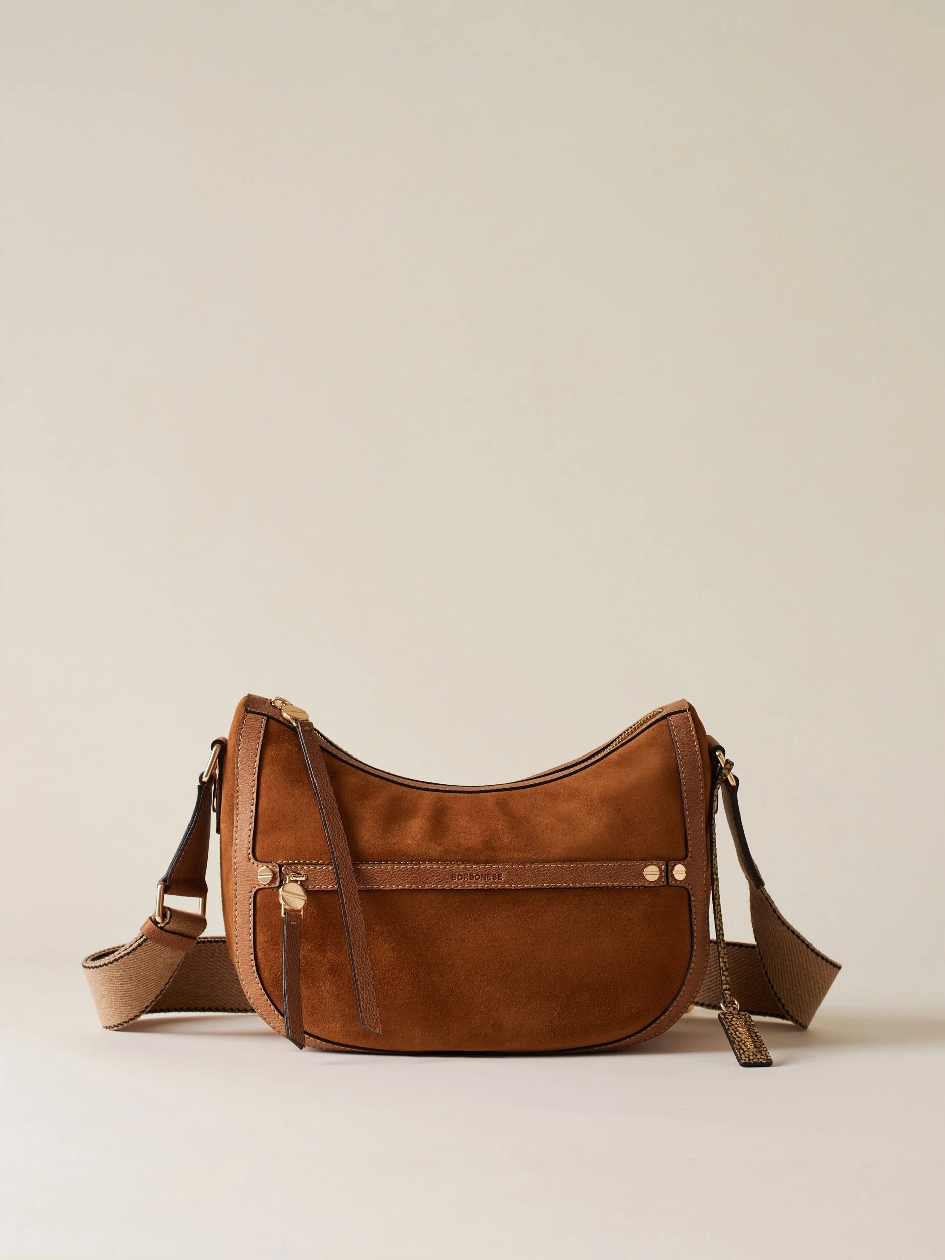 Borbonese Small Luna Bag in suede split leather