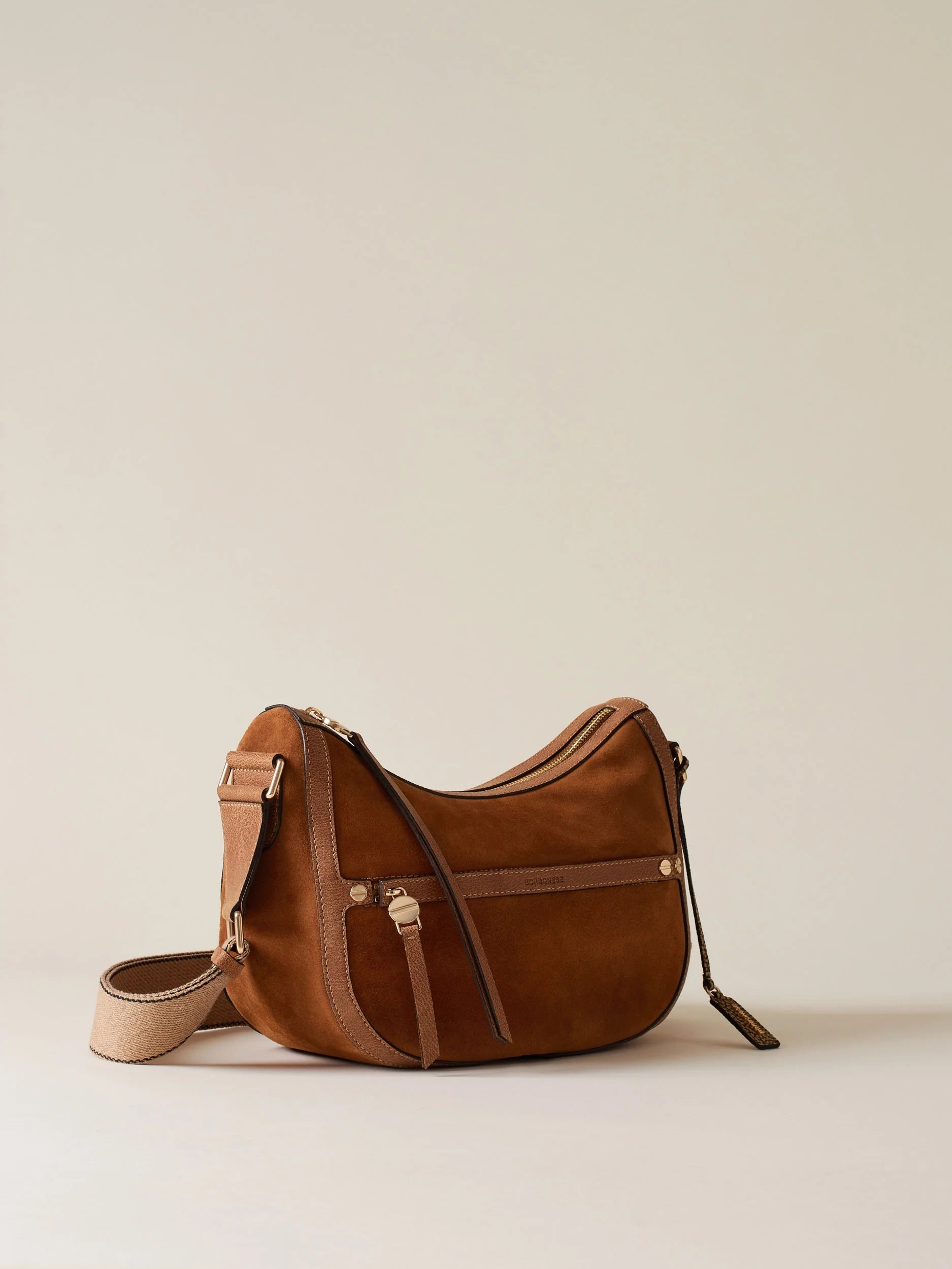 Borbonese Small Luna Bag in suede split leather