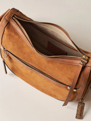 Borbonese Small Luna Bag in suede split leather