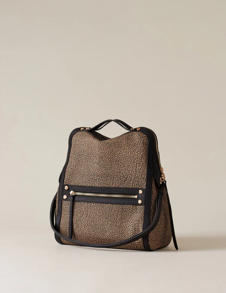 Small Borbonese crossbody bag with a compact frame, leather strap, and classic design, ideal for stylish women’s accessories.