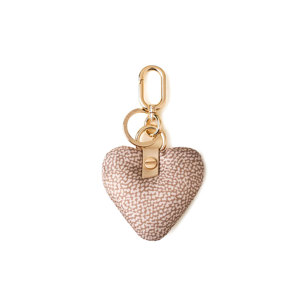 Borbonese heart-shaped keychain accessory for women, featuring a stylish design and branded details.