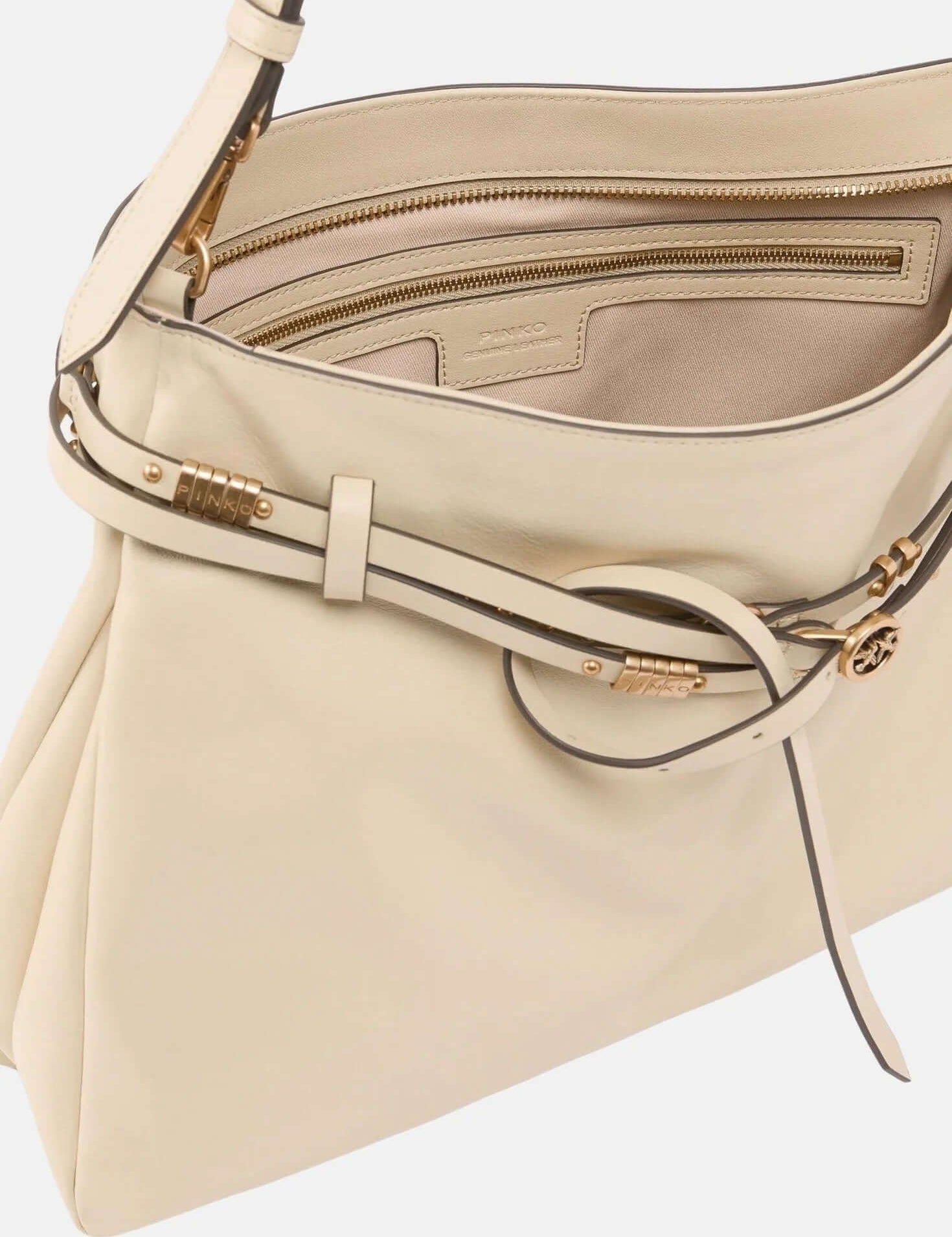 Pinko Borsa Belt Bag Big pink leather shoulder bag with adjustable strap and gold-tone hardware for women.
