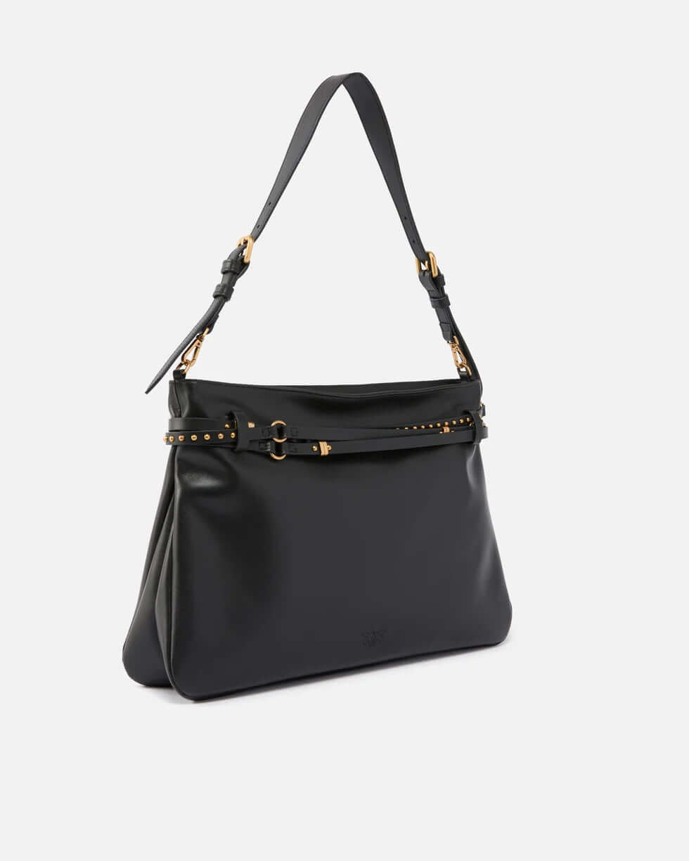Pinko Borsa Belt Bag Big pink shoulder bag with adjustable strap, stylish accessory for women, made of textured material.