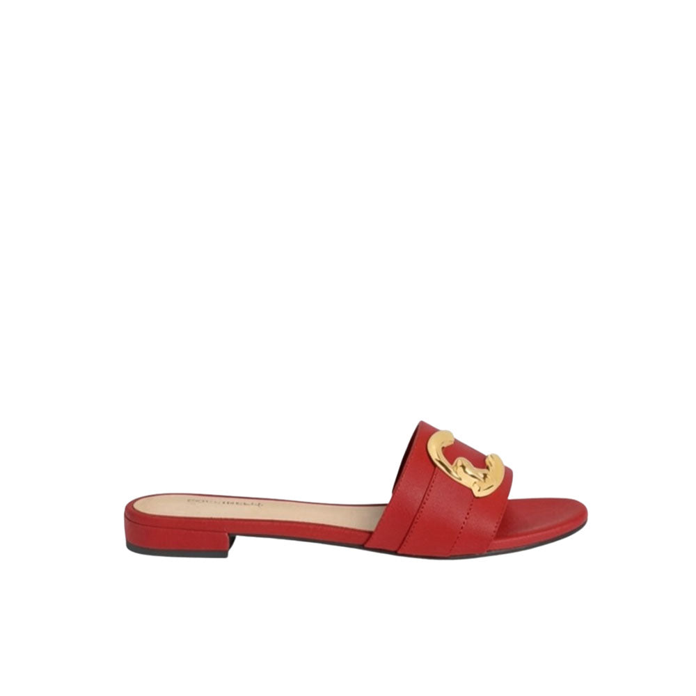Coccinelle Sandali donna, beige leather sandals with ankle straps and small heel, stylish and comfortable for summer wear.
