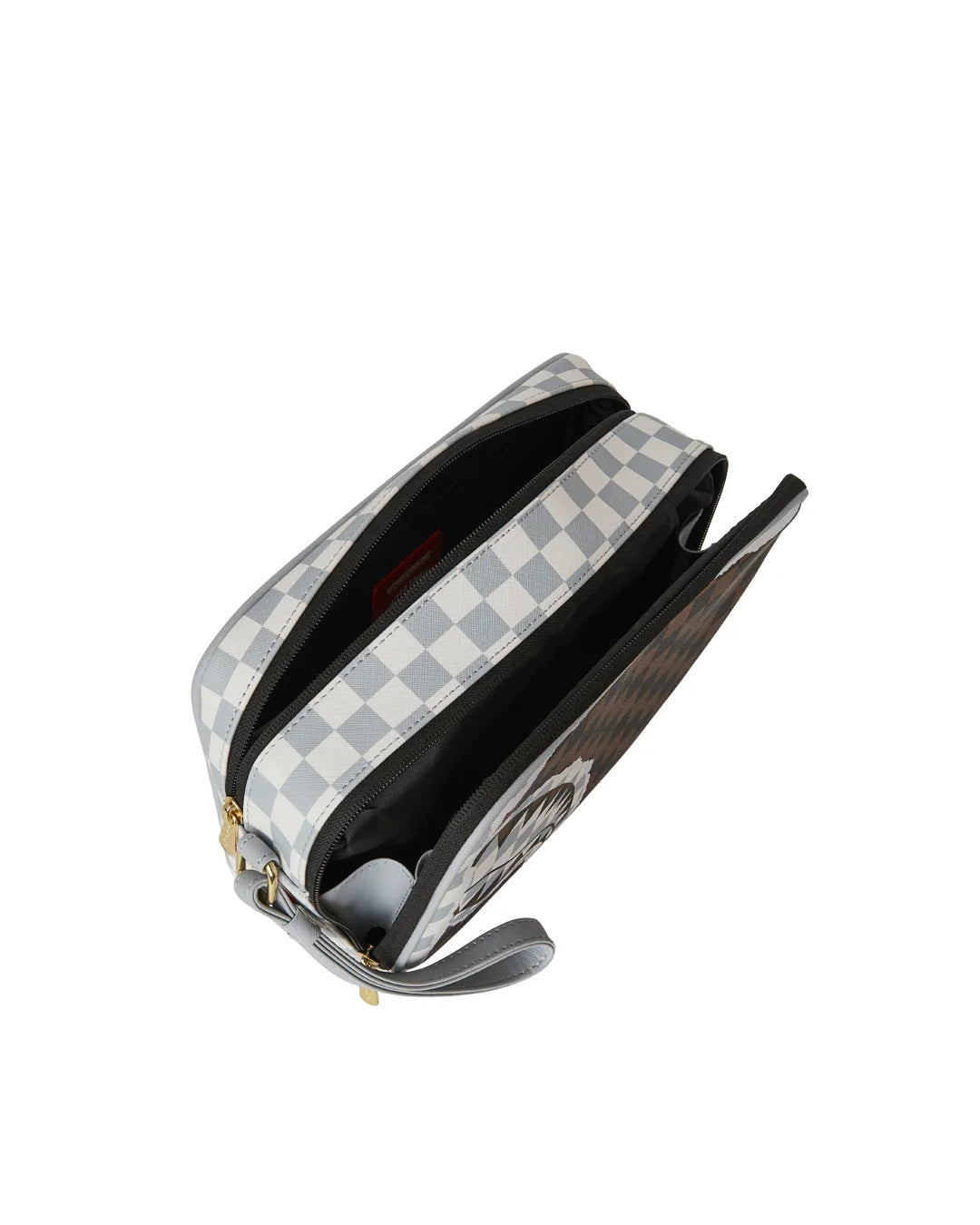 Cream And Brown Tear Check Toiletry Bag Sprayground