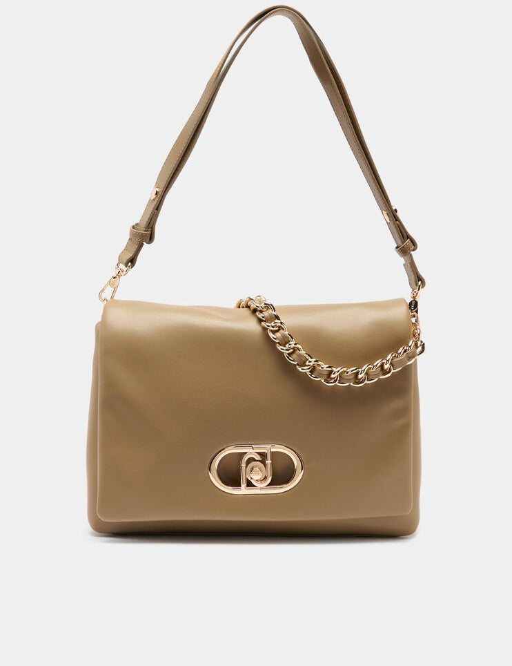 Liu Jo LaPuffy shoulder bag for women, stylish accessory with soft pink color and quilted design, featuring a chain strap.