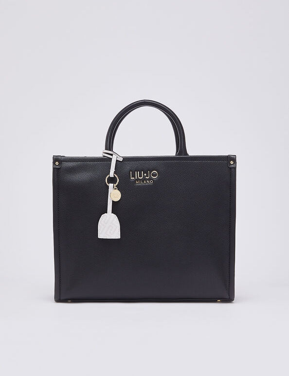 Liu Jo Ridhi women's hand bag in beige leather with gold accents, featuring a sleek, structured design and top handle.