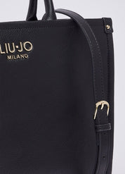 Liu Jo Ridhi Donna Handbag, stylish black leather bag with top handles and subtle branding, perfect for elegant daily use.
