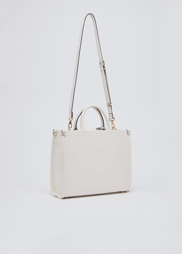 Liu Jo Ridhi leather handbag for women, stylish black tote with top handles and silver hardware, casual and elegant design