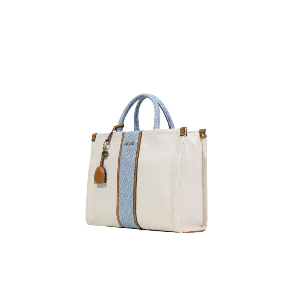 Liu Jo women's hand bag with structured design, top handles, and elegant beige color, ideal as a stylish accessory.