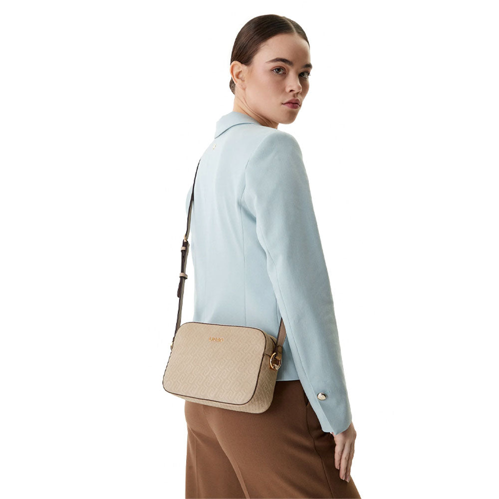 Liu Jo Crossover Manhattan mini bag for women, stylish black leather with gold-tone hardware and adjustable strap.