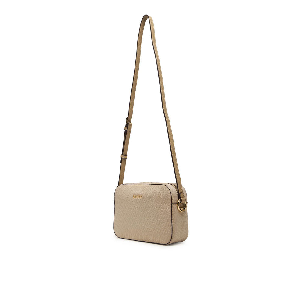 Liu Jo Crossover Manhattan mini shoulder bag for women, stylish black leather with gold hardware, compact and trendy.