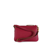 Vista laterale della Borsa Brooke Gianni Chiarini in pelle fucsia con tracolla regolabile e chiusura con zip.