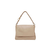 Borsa Cecile Gianni Chiarini a spalla in pelle grana maxi beige, vista frontale su sfondo bianco.