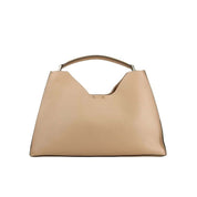 Borsa Aurora Gianni Chiarini a mano in pelle martellata color cipria, modello trapezoidale con manico singolo su sfondo bianco.