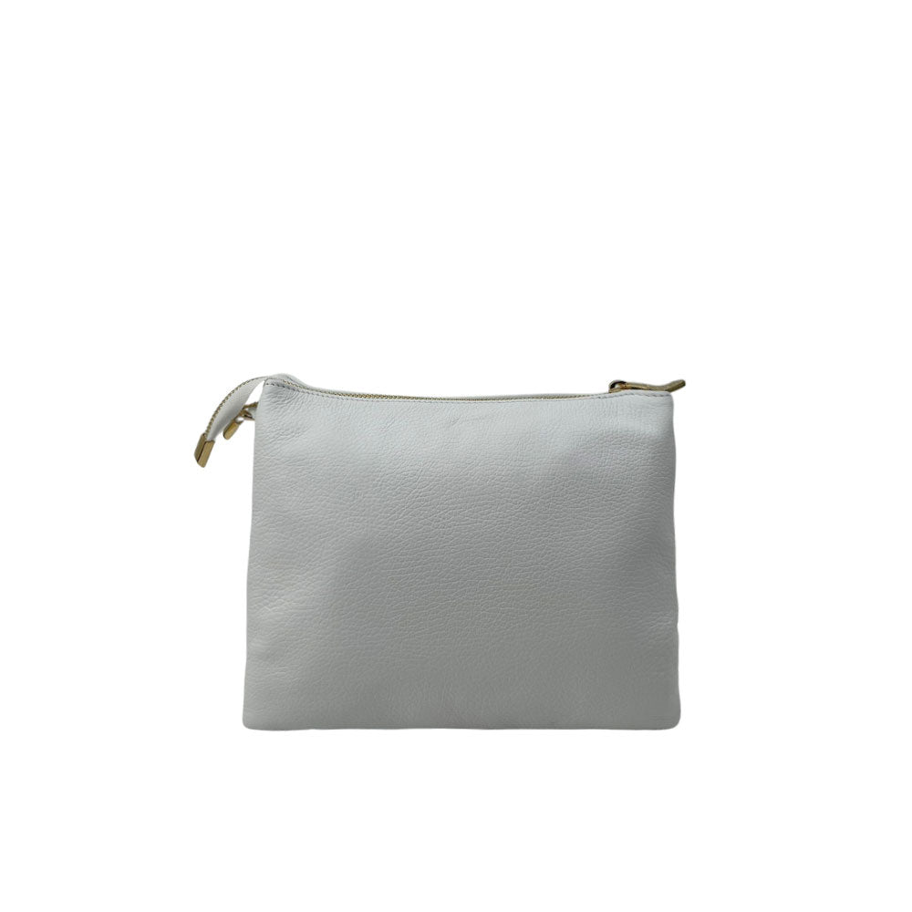 M BRC Onda M shoulder bag in black leather, mini crossbody style with wave pattern and adjustable strap.