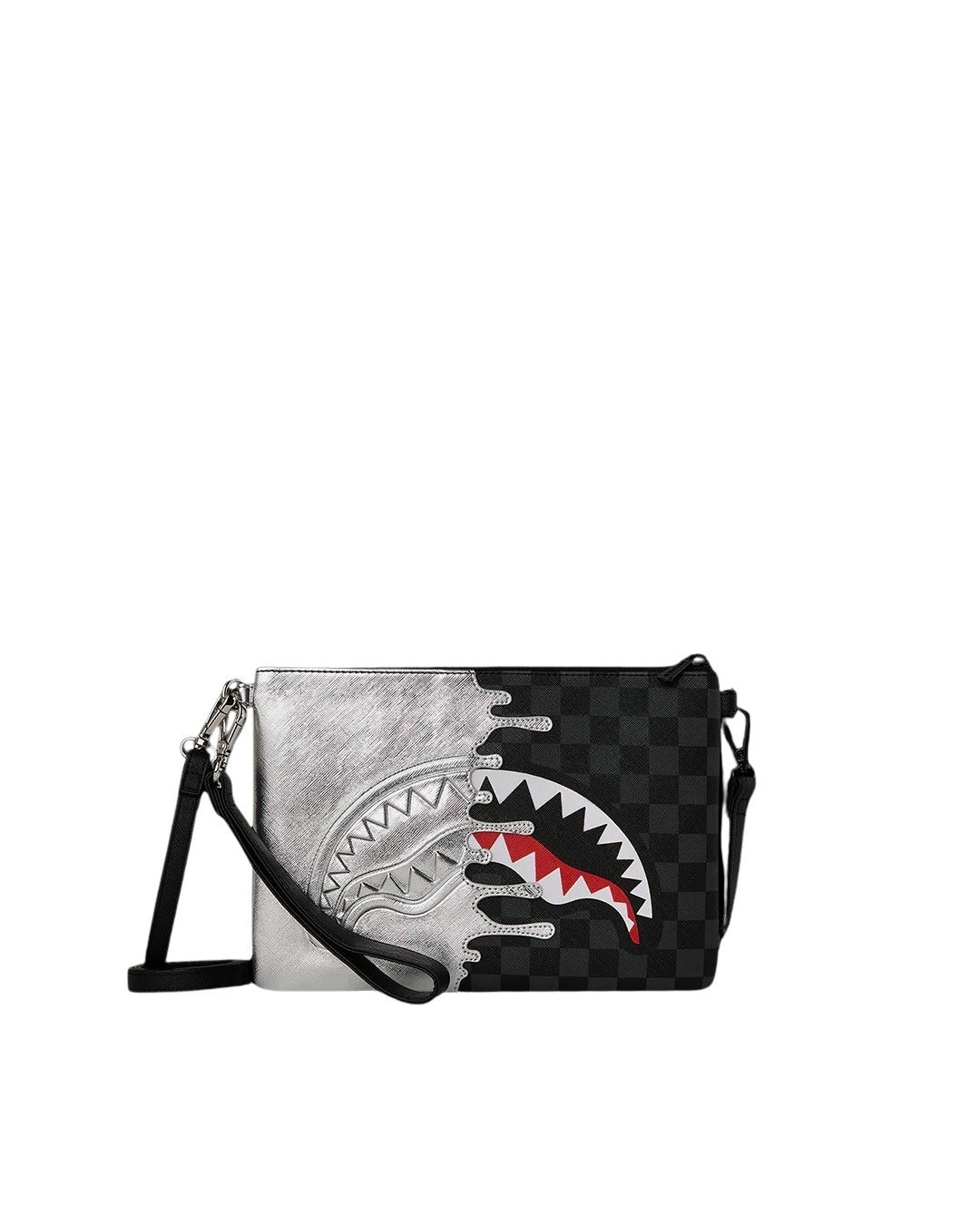 Silver Side Drip Black Check Crossbody Pouchette Sprayground - MYLILLY