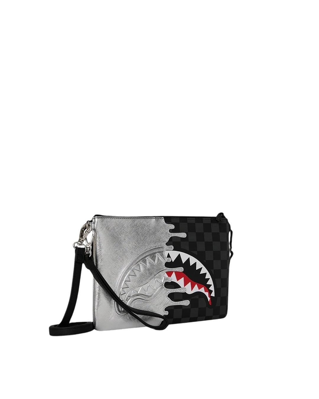 Silver Side Drip Black Check Crossbody Pouchette Sprayground - MYLILLY